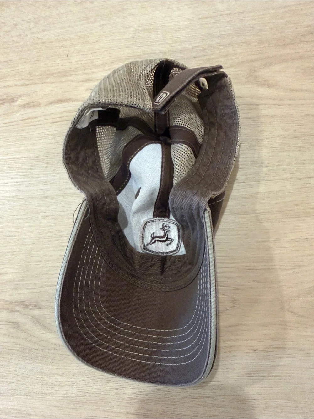 John Deere Brown Mesh-Back Cap with Embroidered Logo